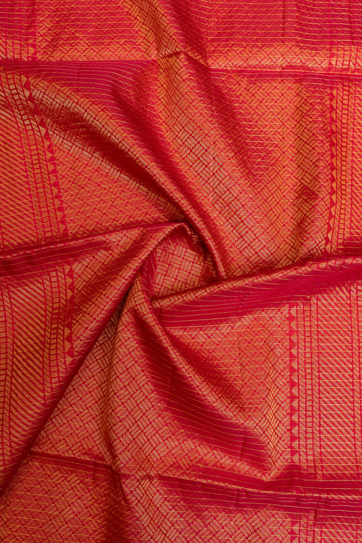 Olive green zari checks pure soft silk saree