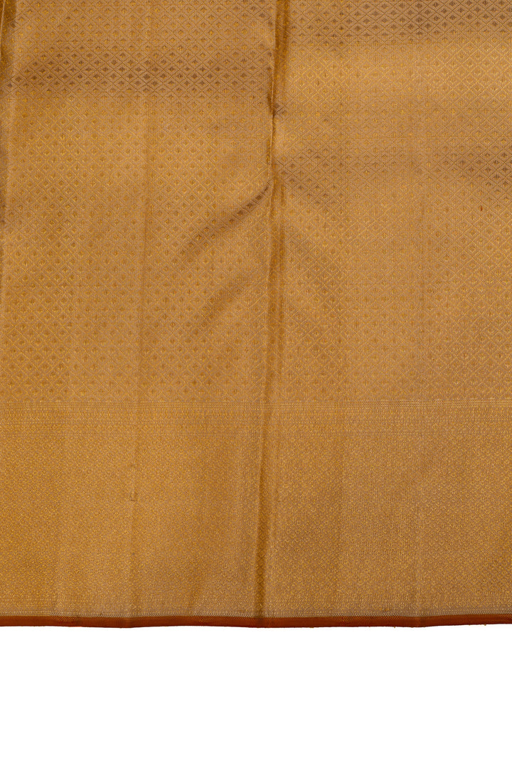 Khaki gold brocade  pure Kanchipuram silk saree