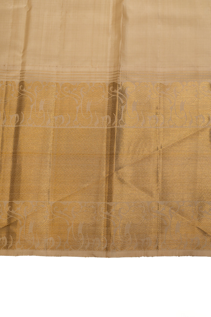 Jamun maroon and ivory yazhi border pure Kanchipuram silk saree