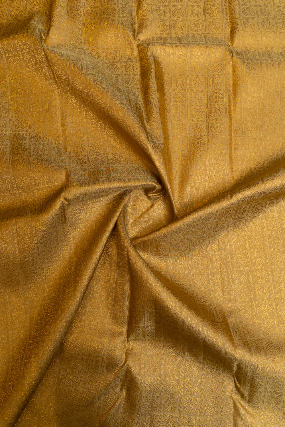 Champagne gold annam chakram  pure Kanchipuram silk saree