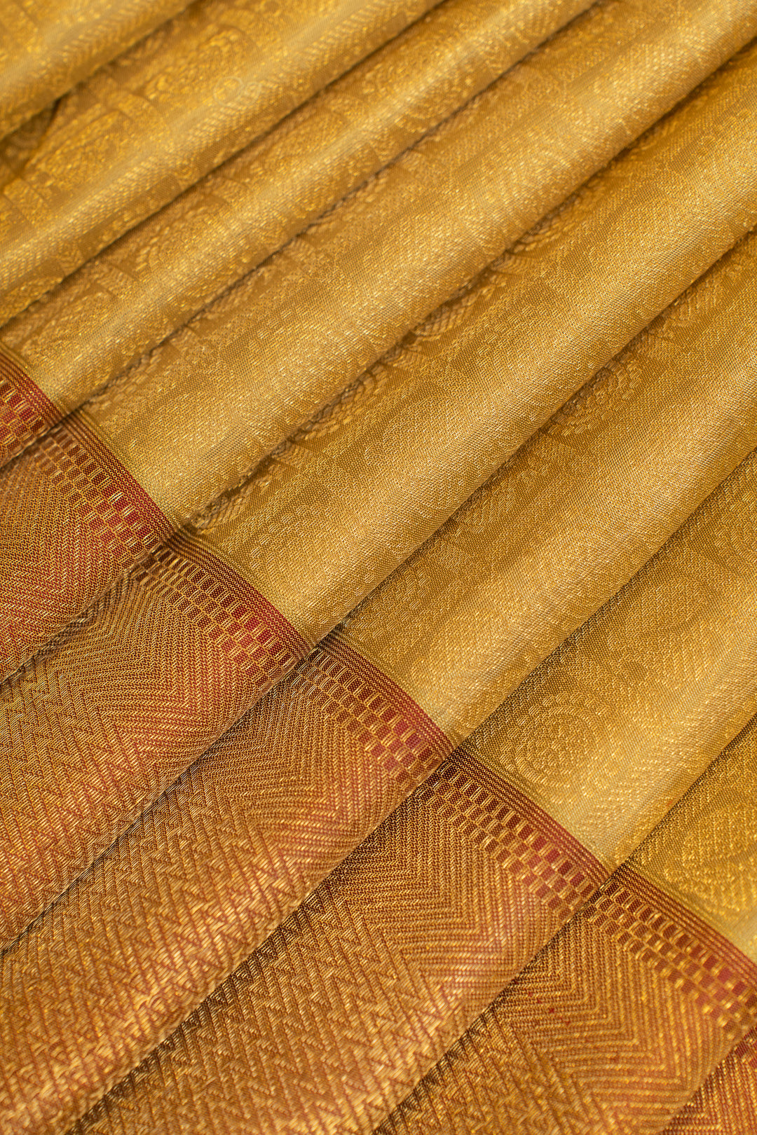 Champagne gold annam chakram  pure Kanchipuram silk saree