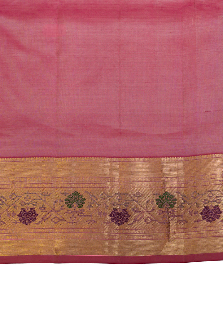 Ivory and pink Paithani pure  soft silk saree