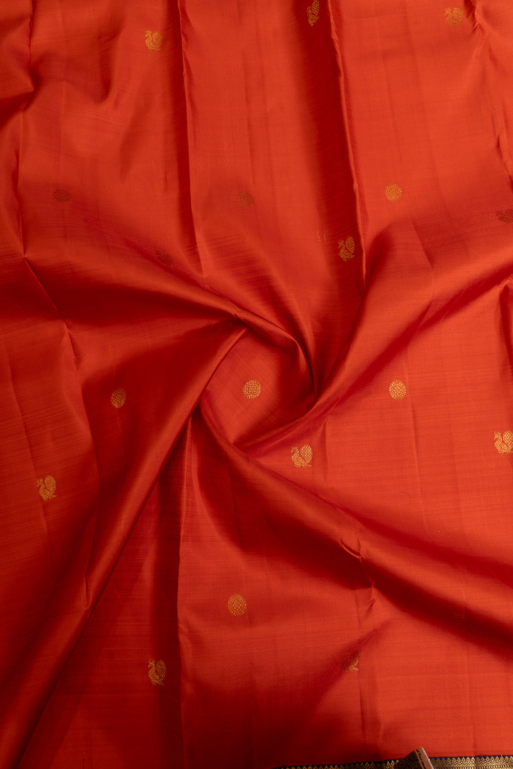 Orange and brown  pure Kanchipuram silk saree