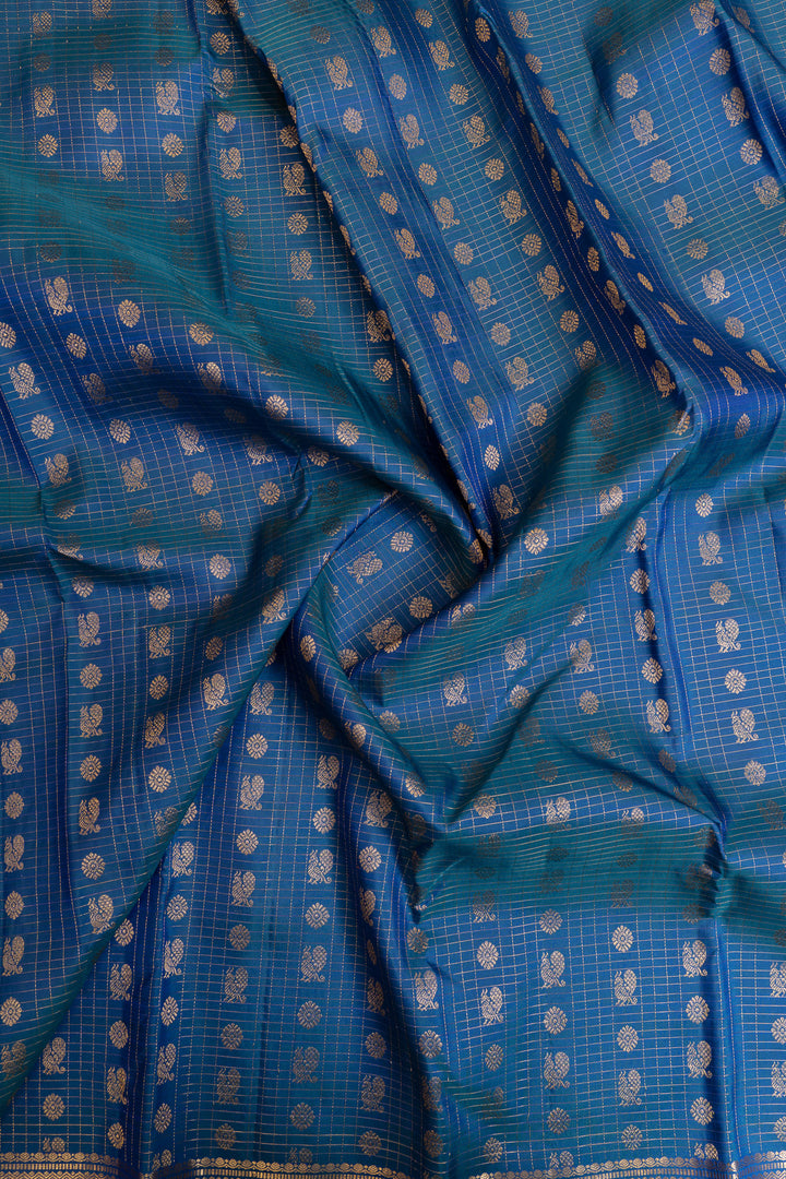 Peacock blue annapakshi  pure Kanchipuram silk saree