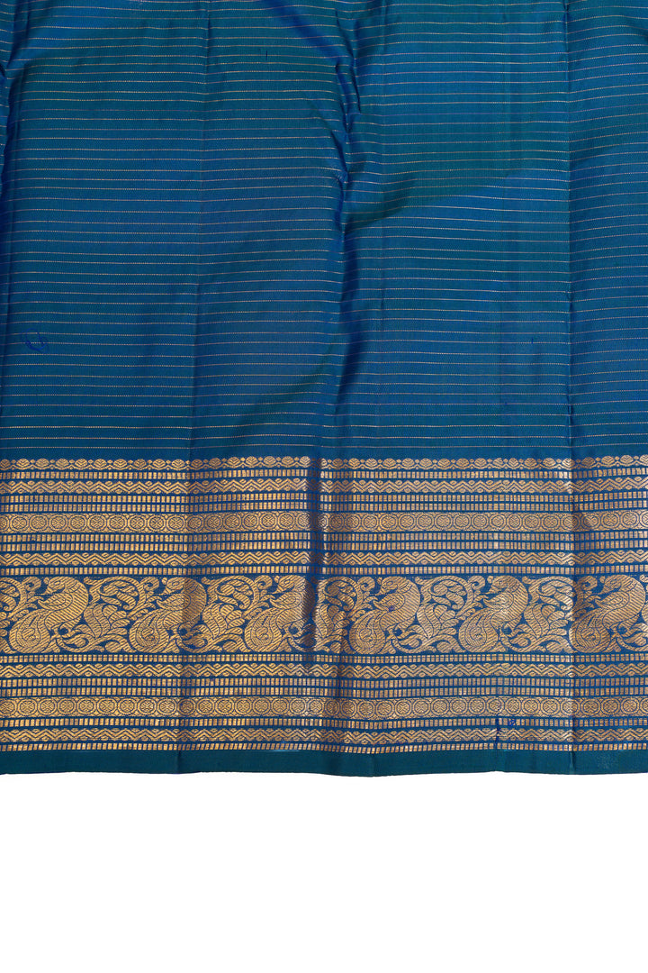 Peacock blue annapakshi  pure Kanchipuram silk saree