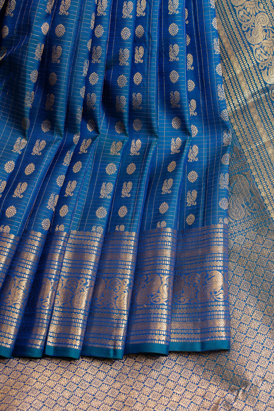 Peacock blue annapakshi  pure Kanchipuram silk saree