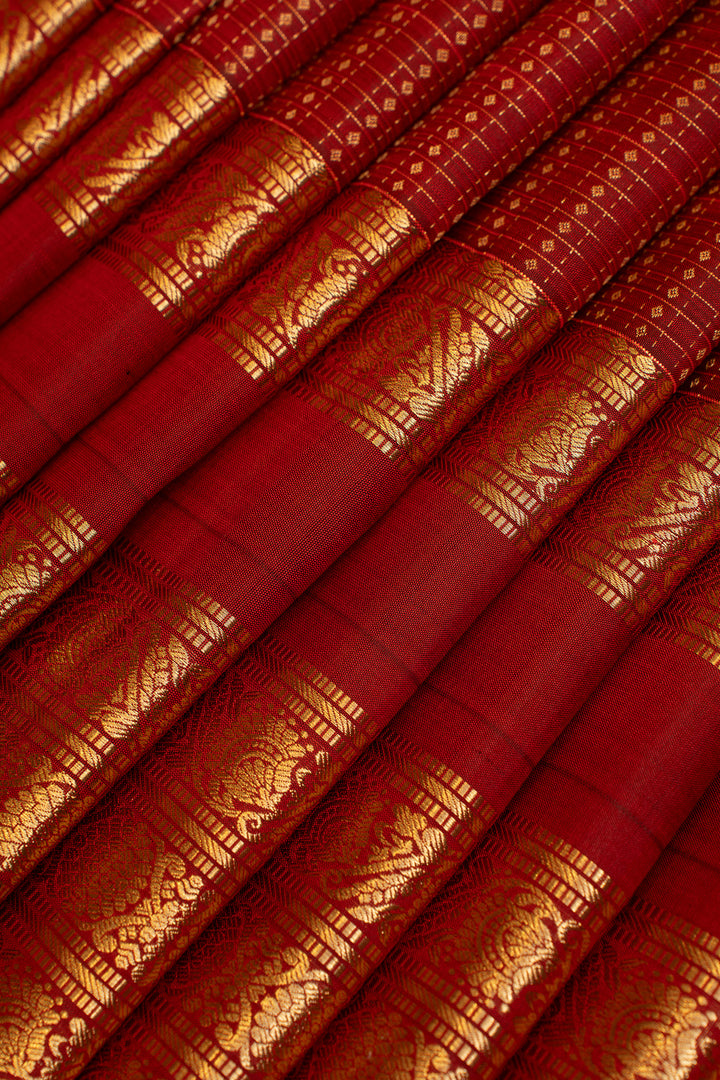 Maroon lakshadeepam pure Kanchipuram silk saree