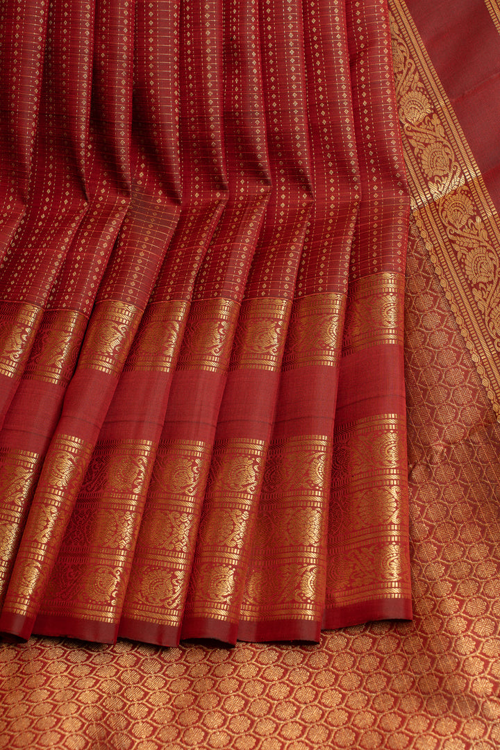Maroon lakshadeepam pure Kanchipuram silk saree