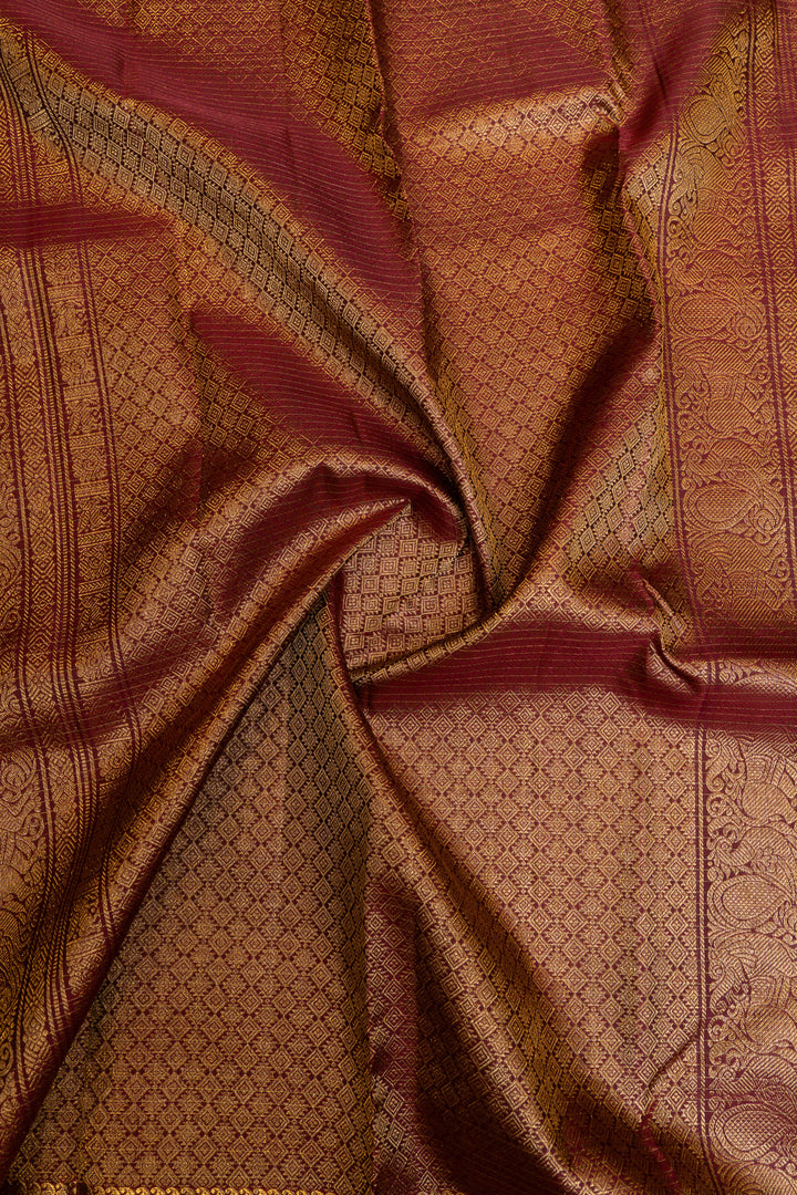 Mehendi green and maroon pure Kanchipuram silk saree