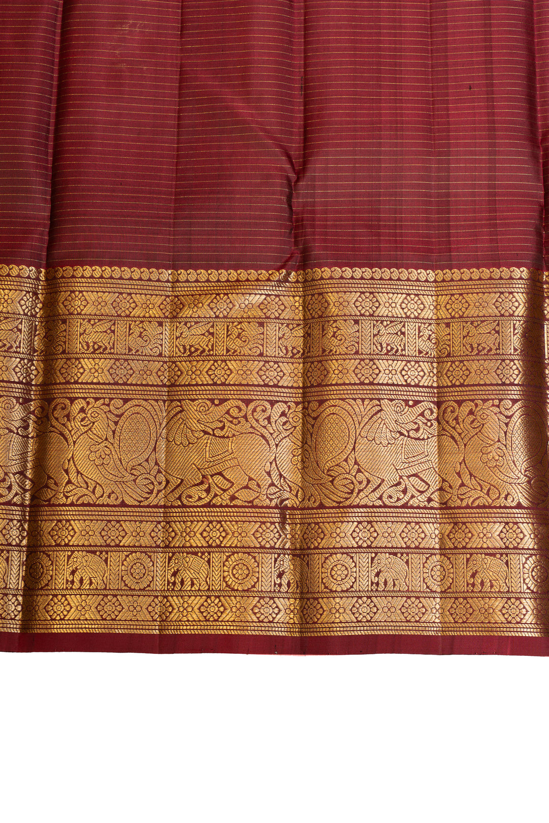 Mehendi green and maroon pure Kanchipuram silk saree