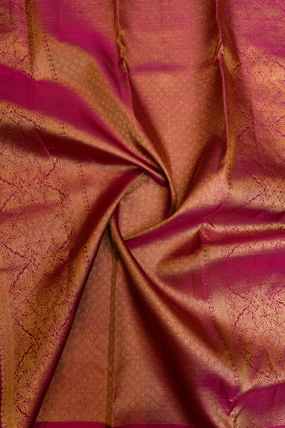 Mehendi  green checks and magenta pure Kanchipuram silk saree