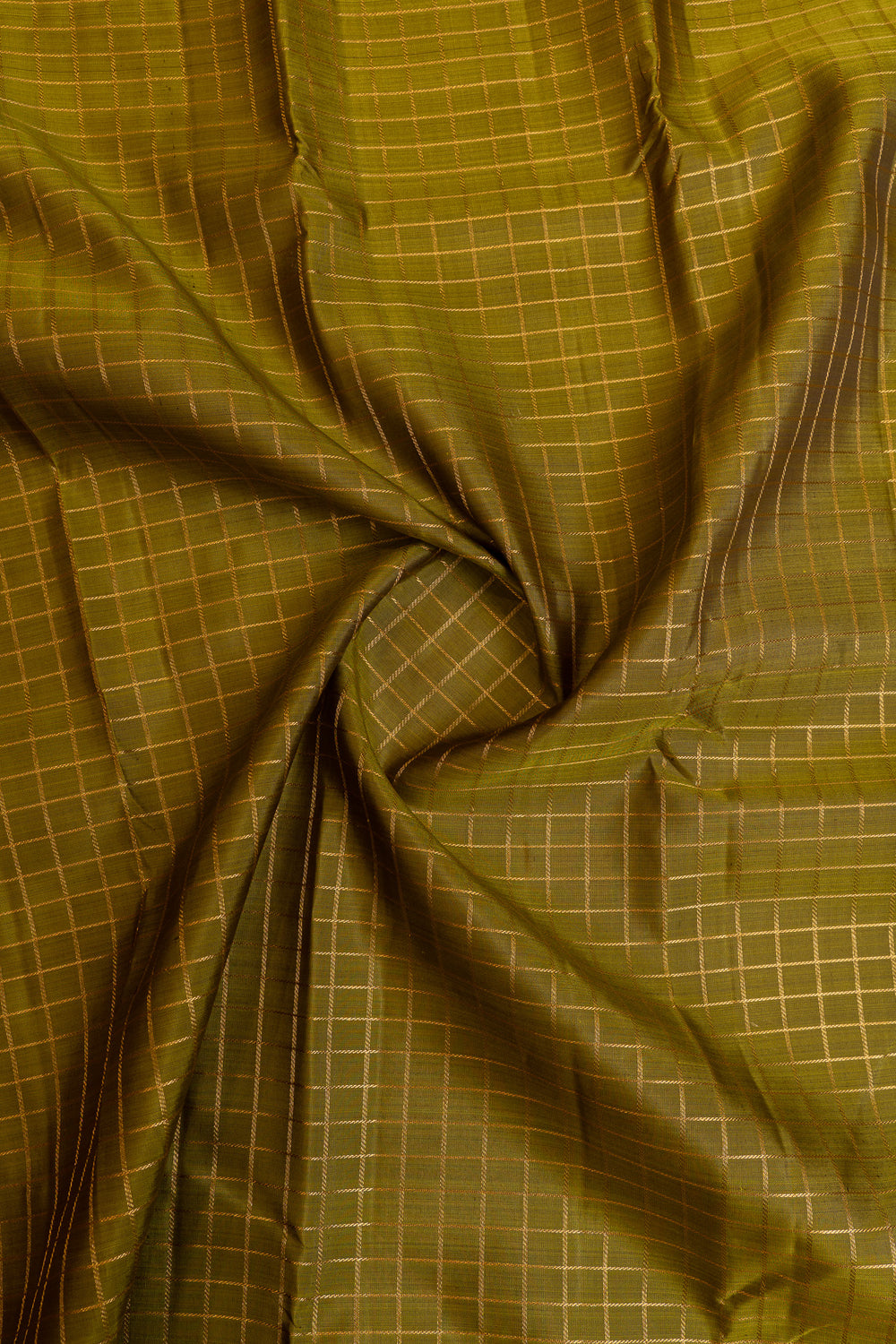 Mehendi  green checks and magenta pure Kanchipuram silk saree