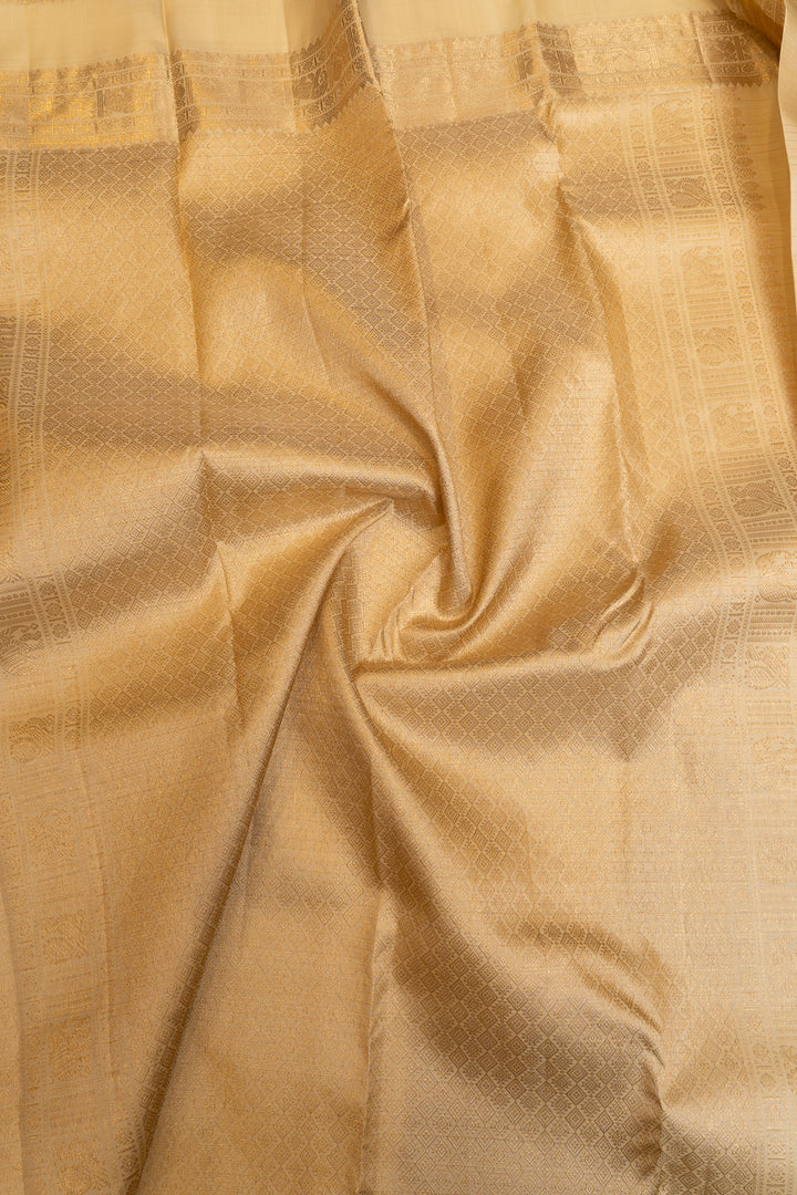 Ivory lakshadeepam pure Kanchipuram silk saree
