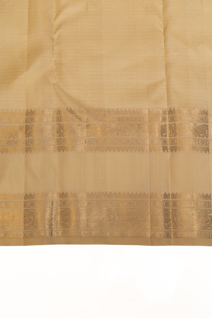 Ivory lakshadeepam pure Kanchipuram silk saree