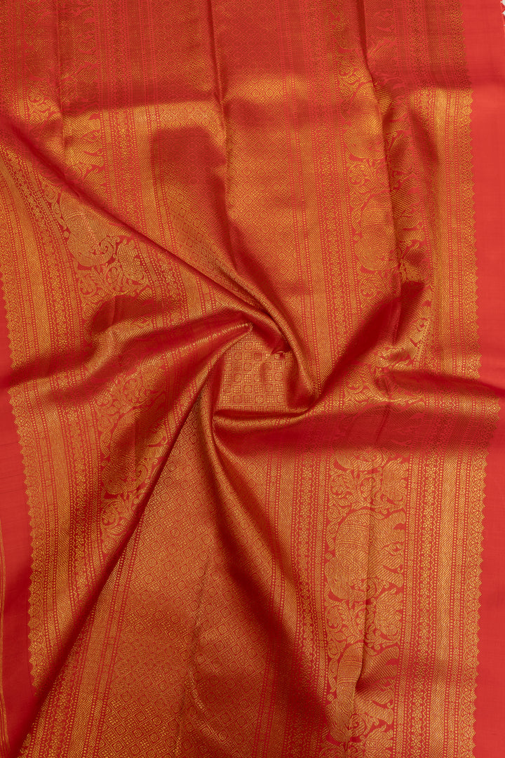Emerald green zari checks pure Kanchipuram silk  saree