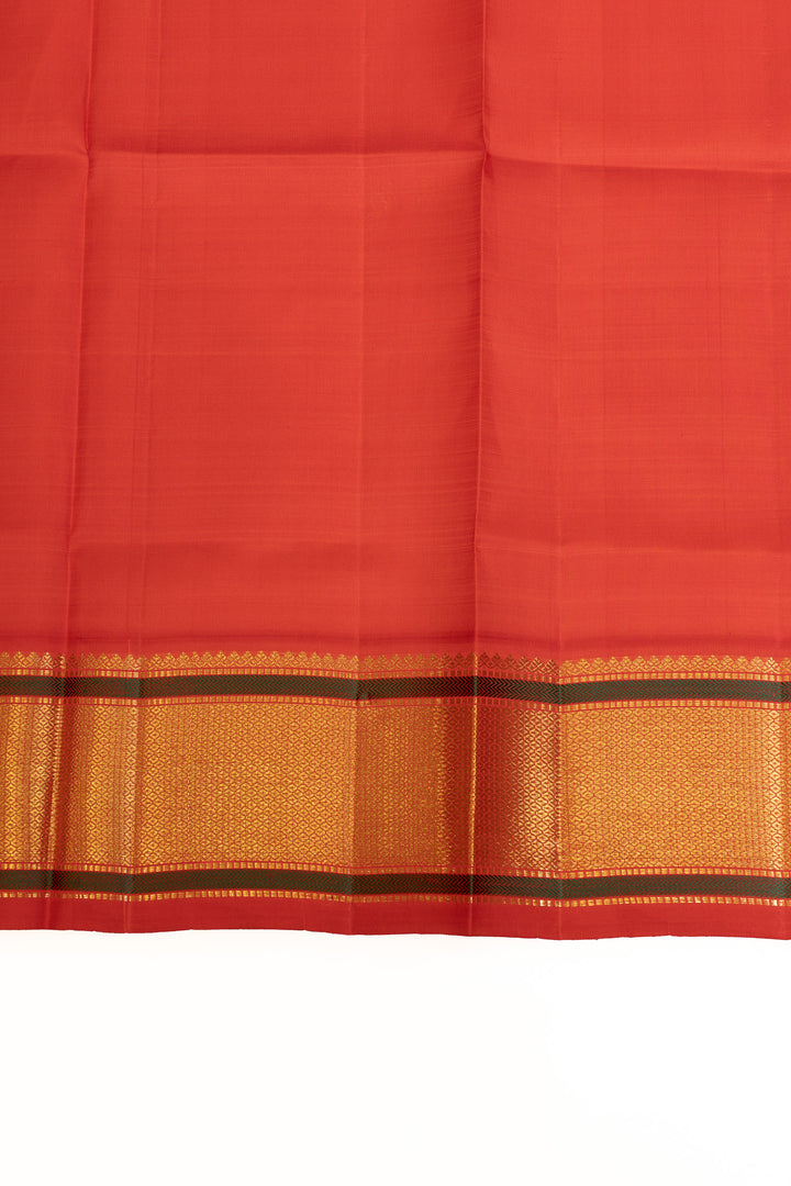 Emerald green zari checks pure Kanchipuram silk  saree
