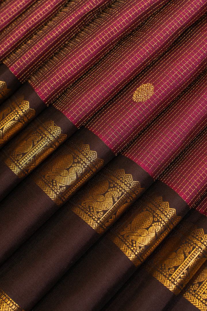 Jamun and brown vairaoosi pure Kanchipuram silk  saree