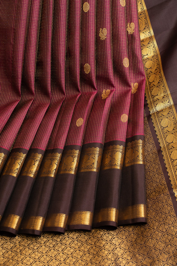 Jamun and brown vairaoosi pure Kanchipuram silk  saree
