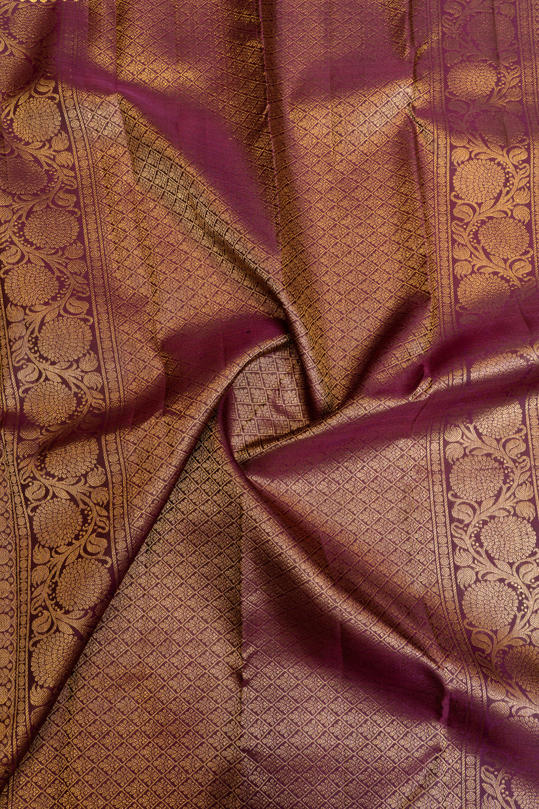 Rust orange zari panel pure Kanchipuram silk saree