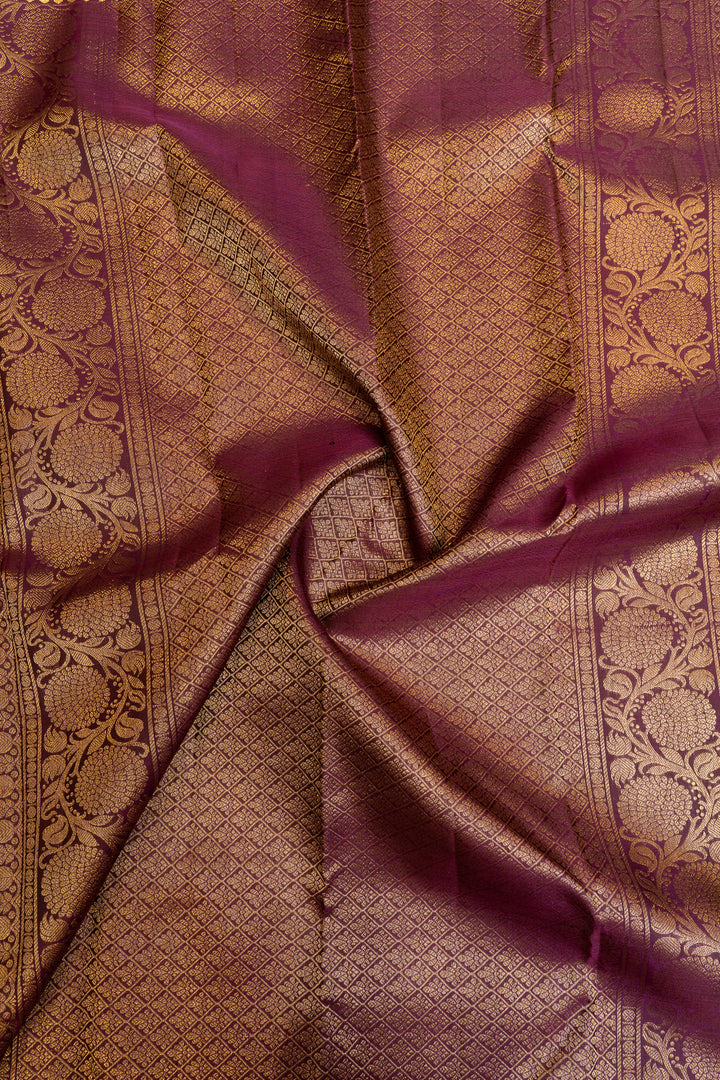 Rust orange zari panel pure Kanchipuram silk saree