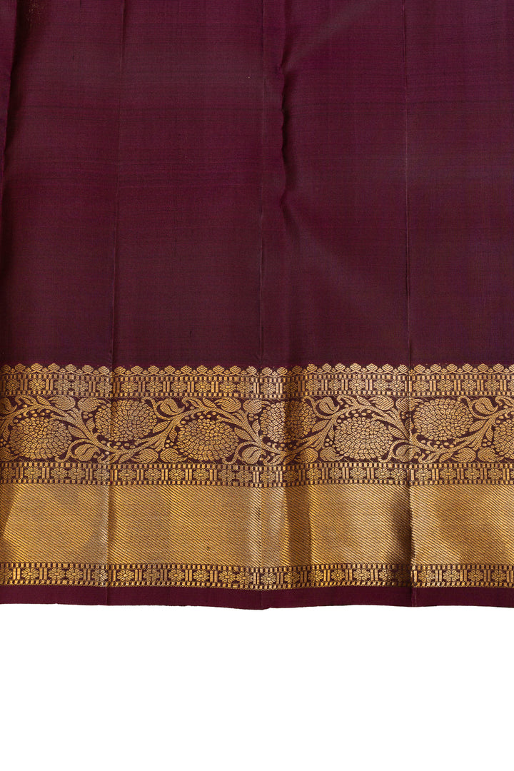 Rust orange zari panel pure Kanchipuram silk saree