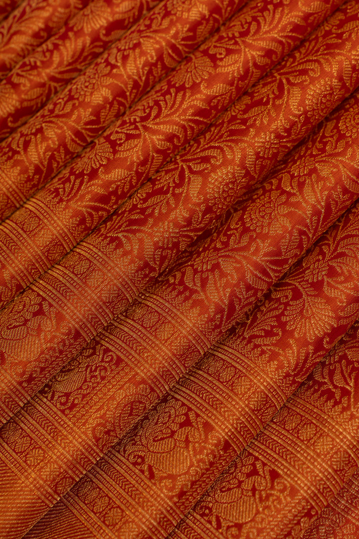 Red floral brocade pure Kanchipuram silk  saree