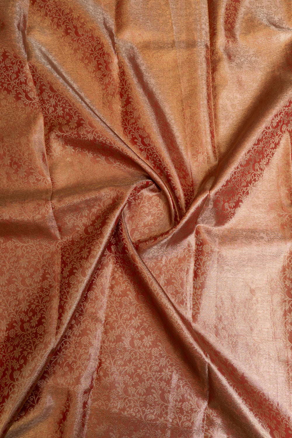 Peach tissue floral pure Kanchipuram silk  saree