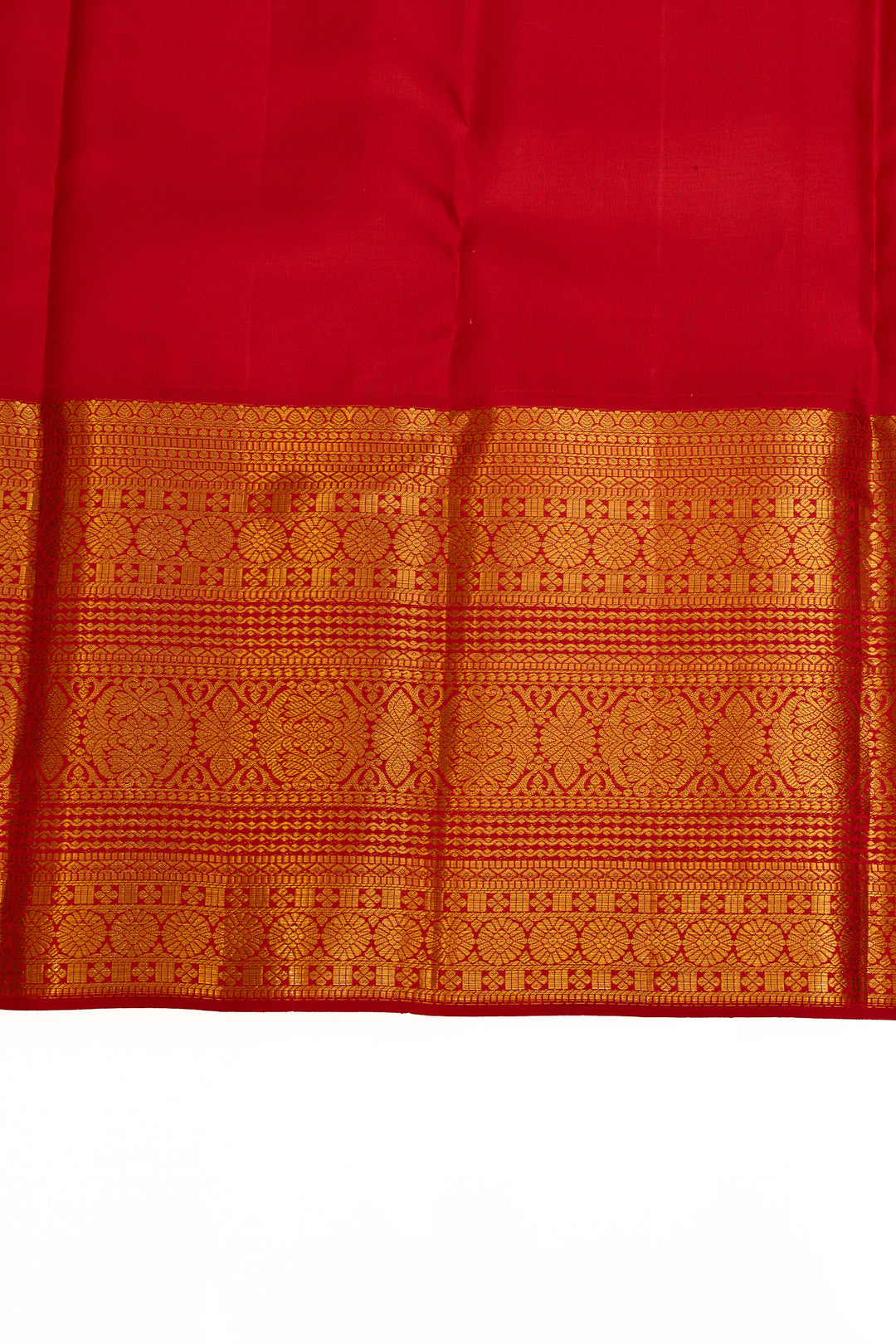 Ivory and red brocade pure Kanchipuram silk  saree