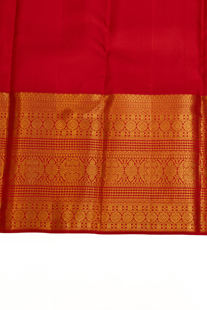 Ivory and red brocade pure Kanchipuram silk  saree