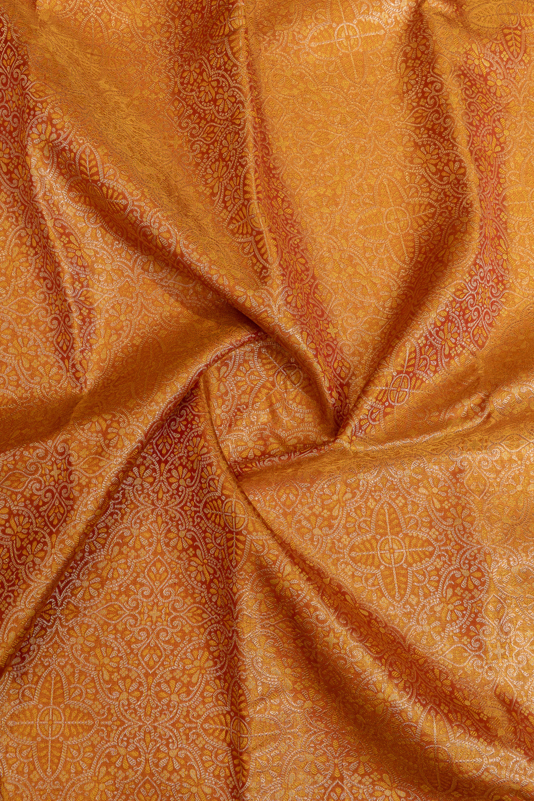 Red and mustard minakari brocade pure Kanchipuram silk  saree