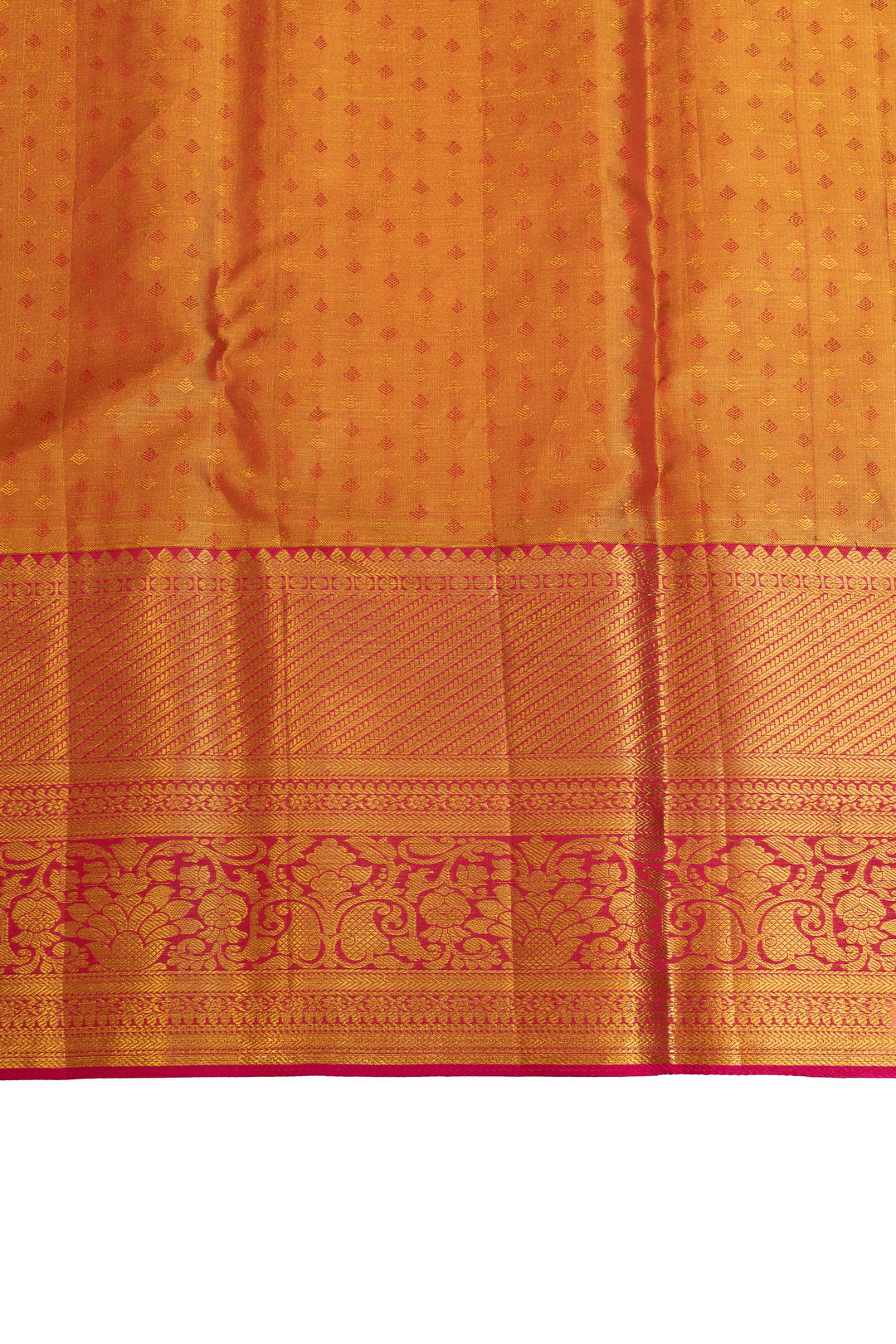 Red and mustard minakari brocade pure Kanchipuram silk  saree