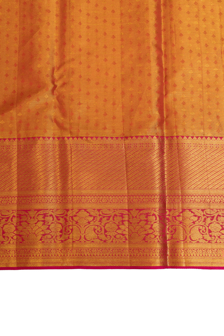 Red and mustard minakari brocade pure Kanchipuram silk  saree
