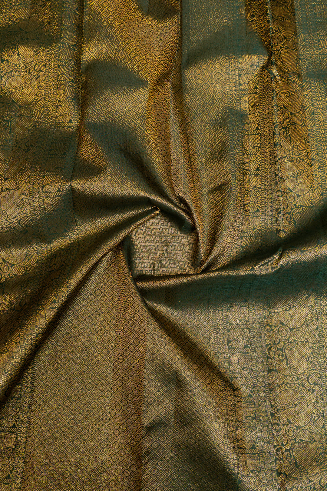 Pink and green traditional pure Kanchipuram silk saree