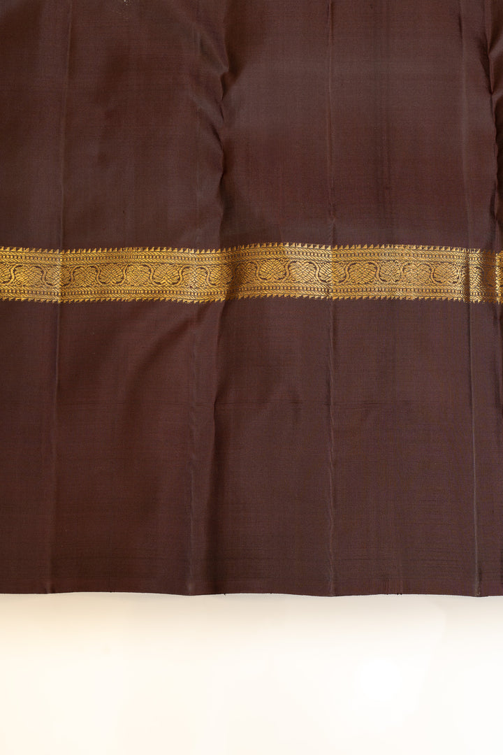 Maroon and brown brocade pure Kanchipuram silk saree
