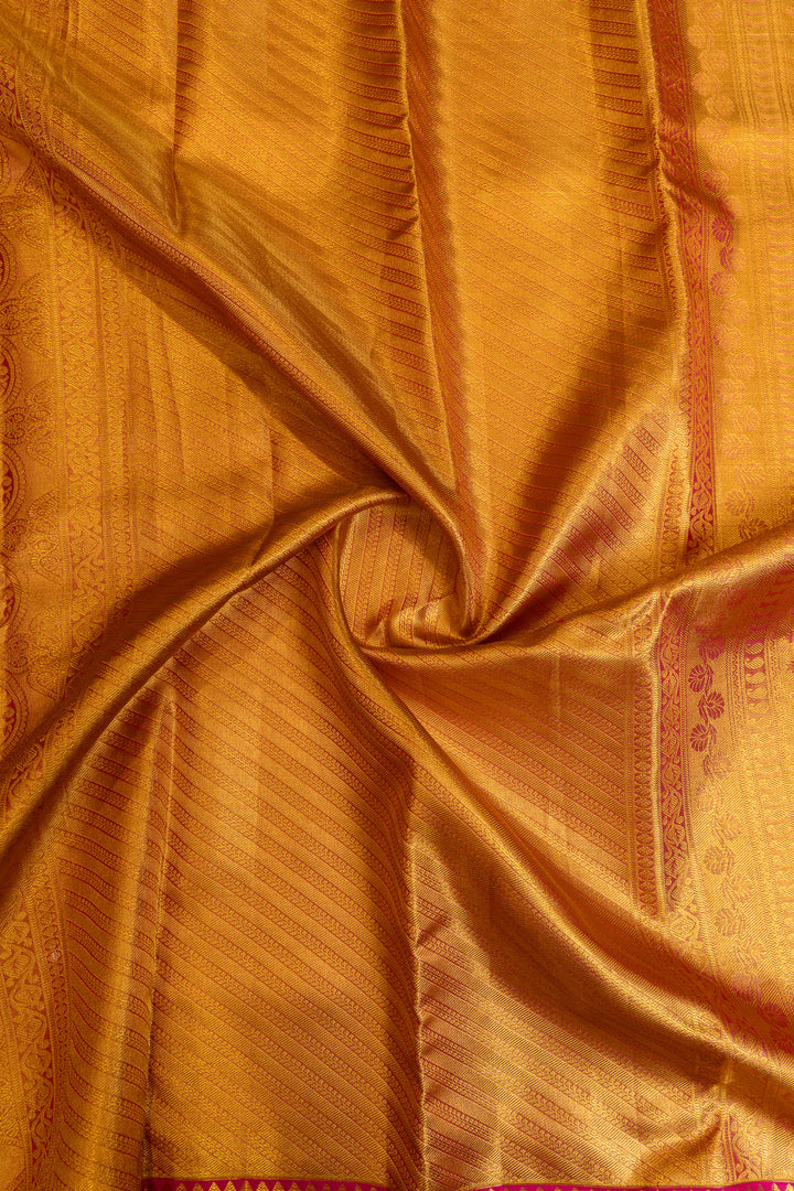 Gold floral brocade pure Kanchipuram silk saree
