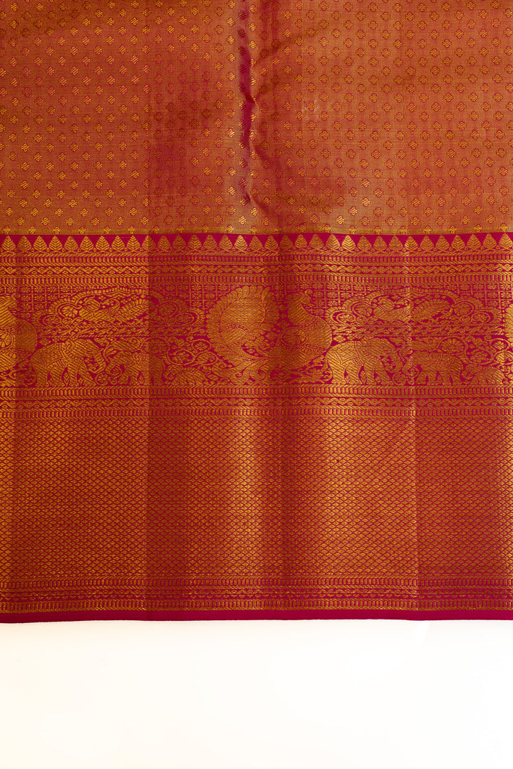 Gold floral brocade pure Kanchipuram silk saree