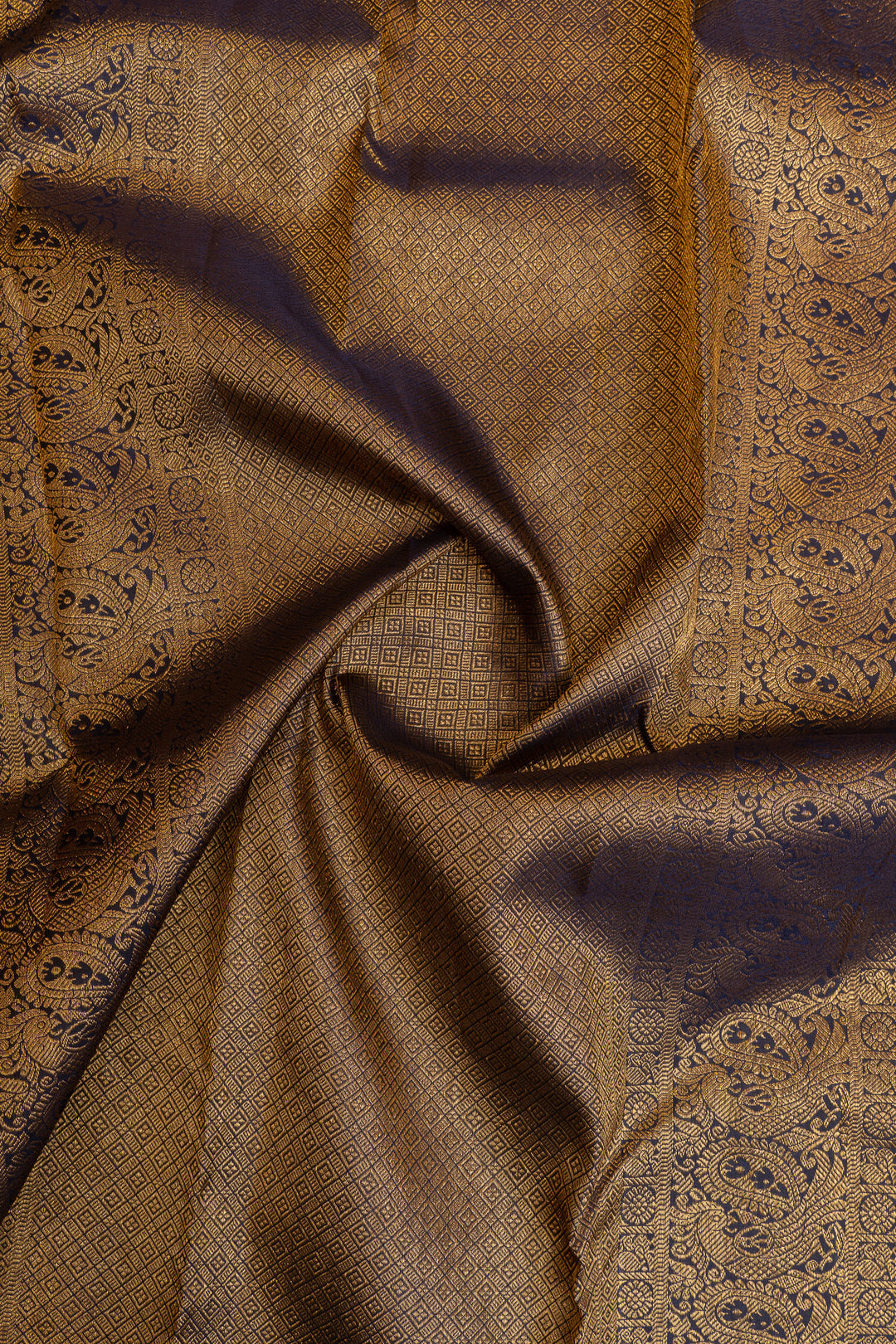Maroon and blue traditional pure Kanchipuram silk saree