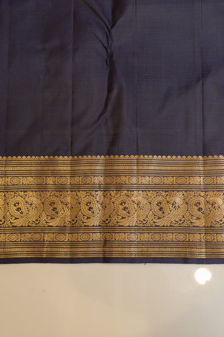 Maroon and blue traditional pure Kanchipuram silk saree