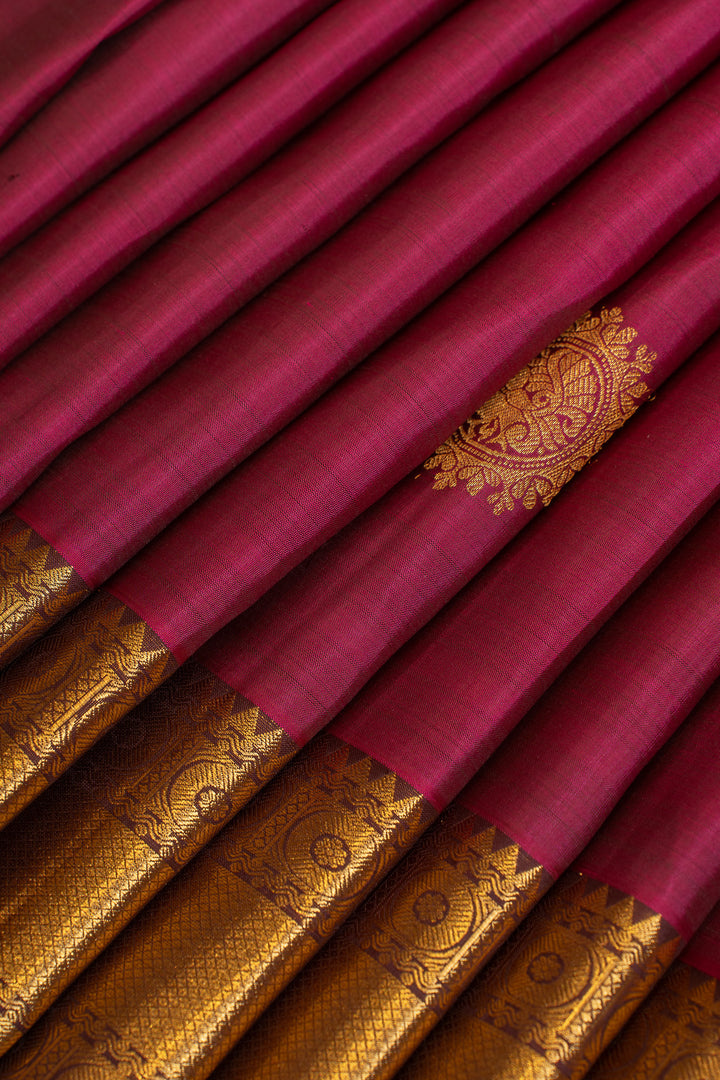 Magenta purple traditional pure Kanchipuram silk saree