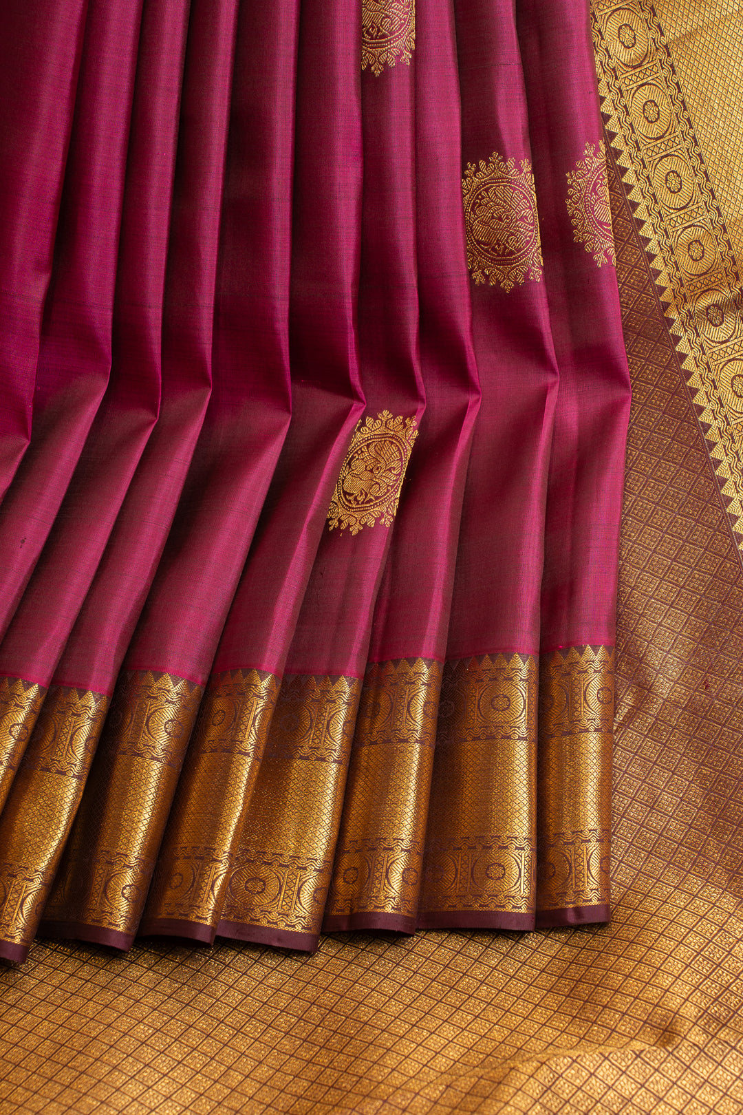 Magenta purple traditional pure Kanchipuram silk saree