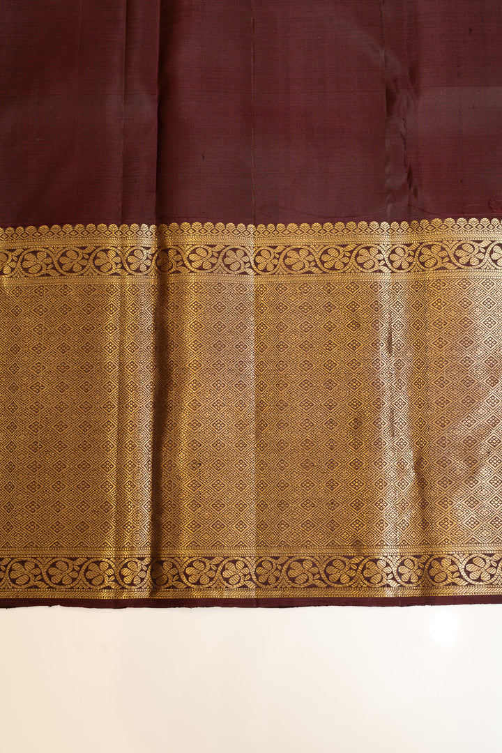 Rust orange and jamun pure Kanchipuram silk saree