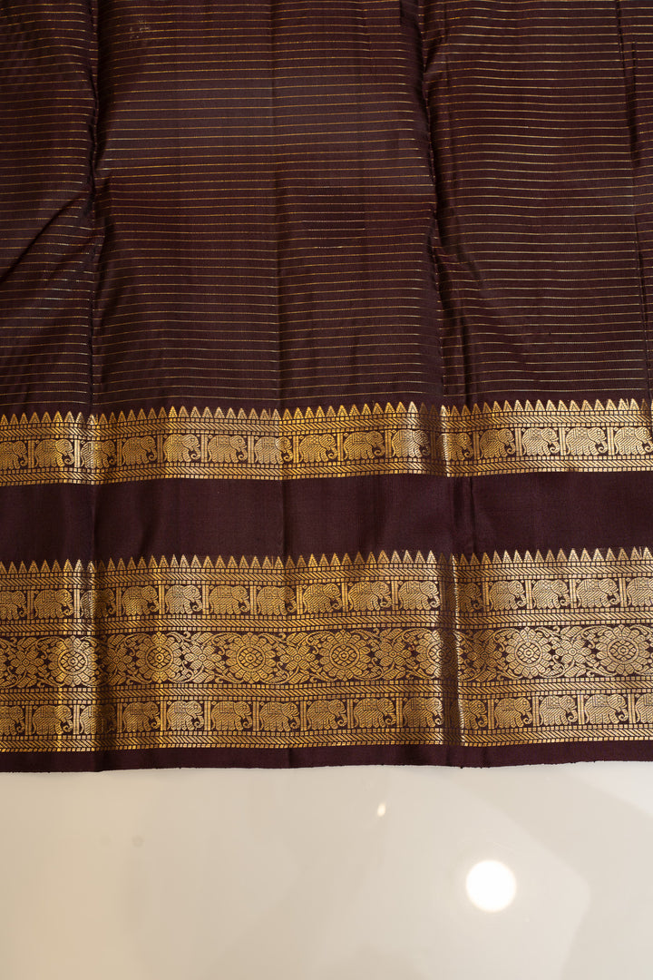 Rust orange vairaoosi pure Kanchipuram silk saree