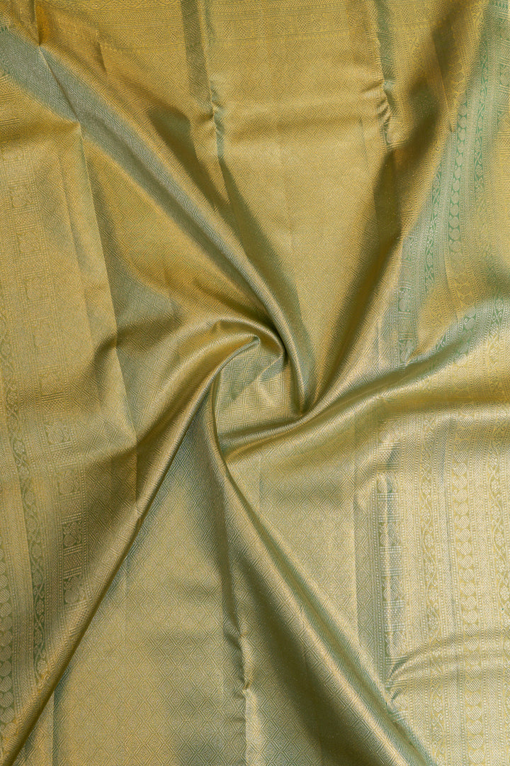 Green floral tissue pure Kanchipuram silk saree