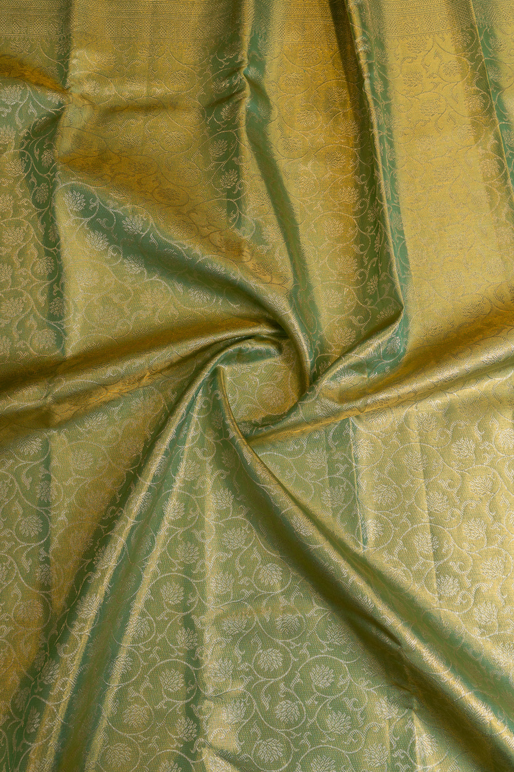 Green floral tissue pure Kanchipuram silk saree