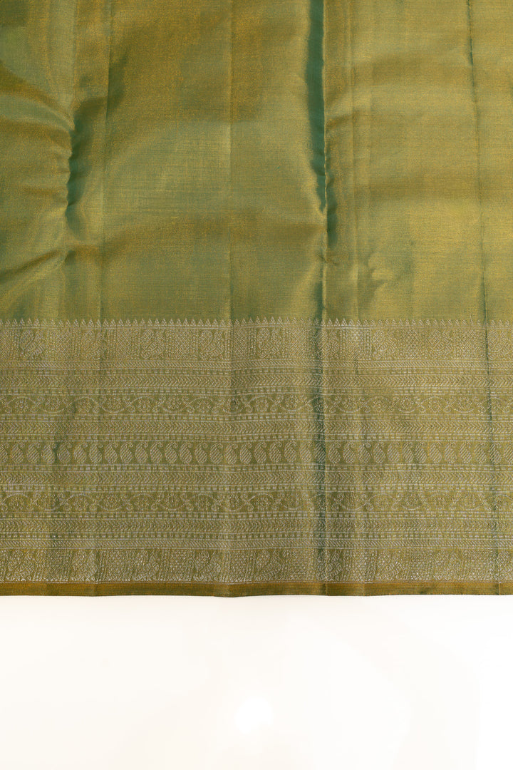 Green floral tissue pure Kanchipuram silk saree