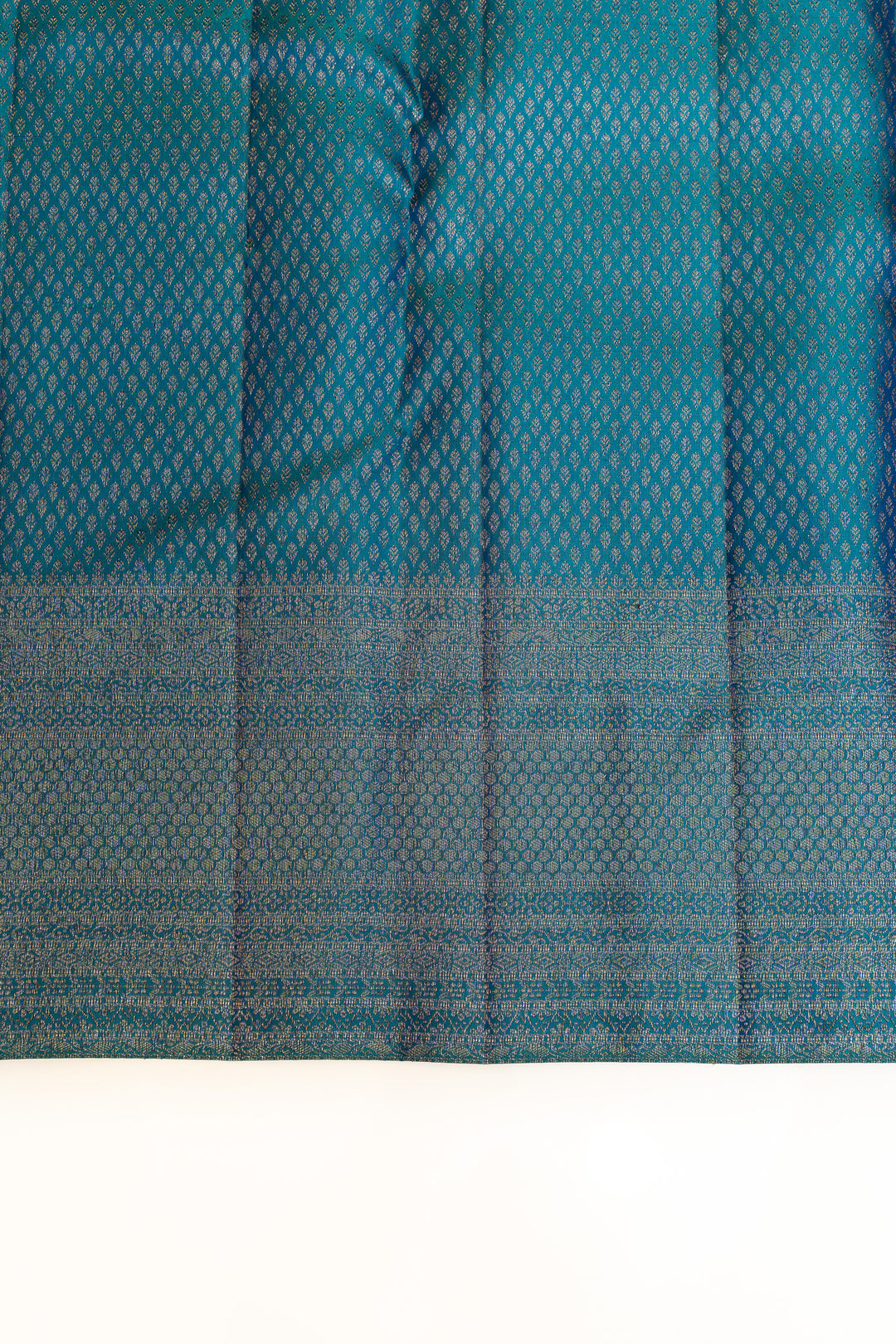 Peacock blue brocade pure Kanchipuram silk saree