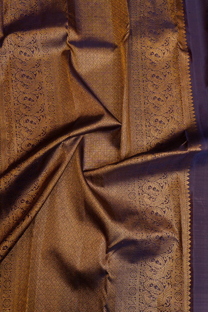 Mauve purple traditional pure Kanchipuram silk saree