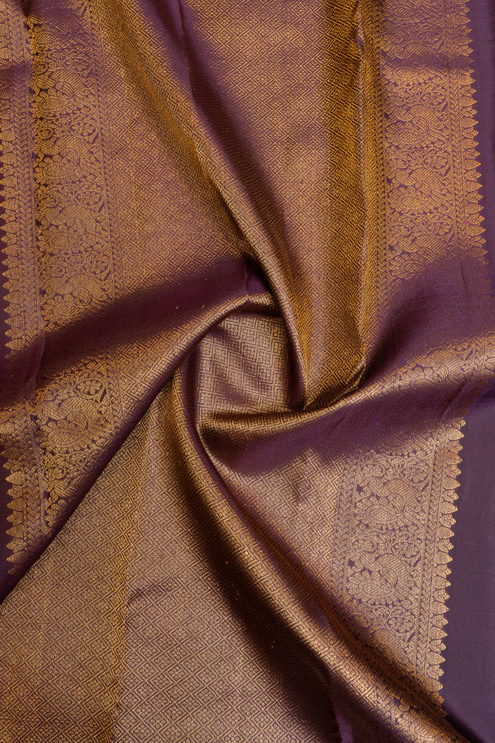 Magenta purple Varisaipettu pure Kanchipuram silk saree