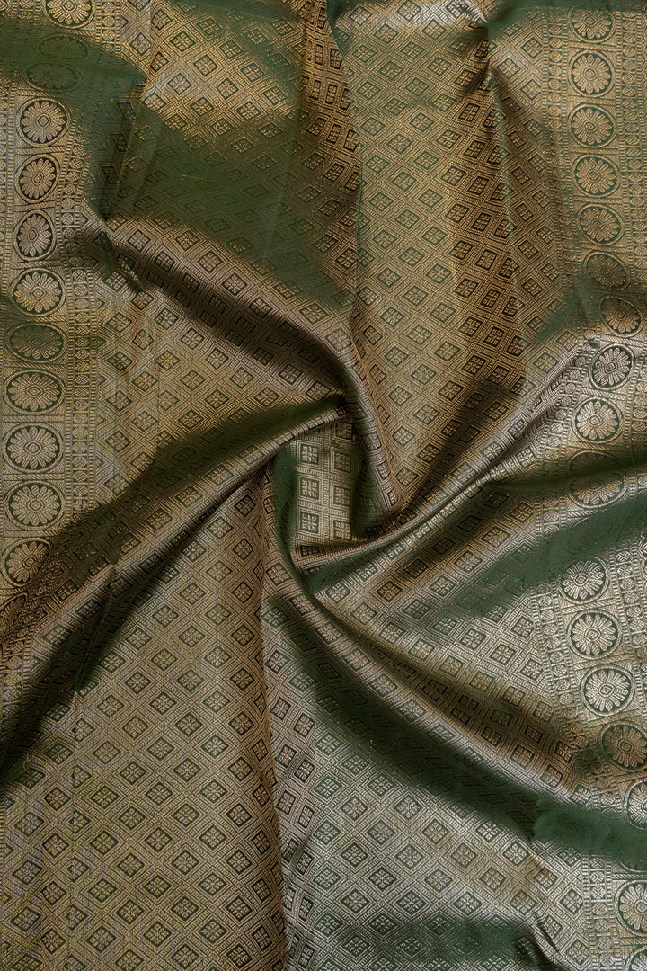 Grey vanasingaram pure Kanchipuram silk saree