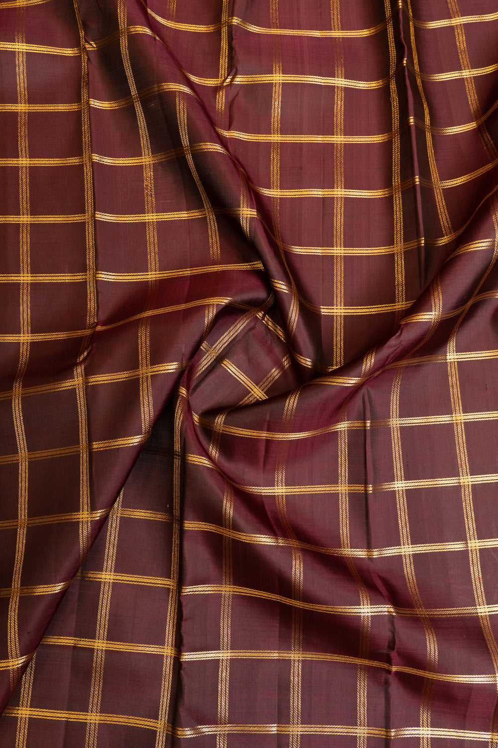 Jamun and green checks pure Kanchipuram silk saree